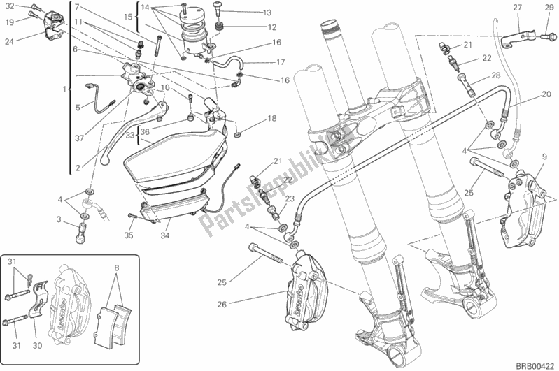 Todas las partes para Sistema De Freno Delantero de Ducati Multistrada 1200 S Pikes Peak USA 2012